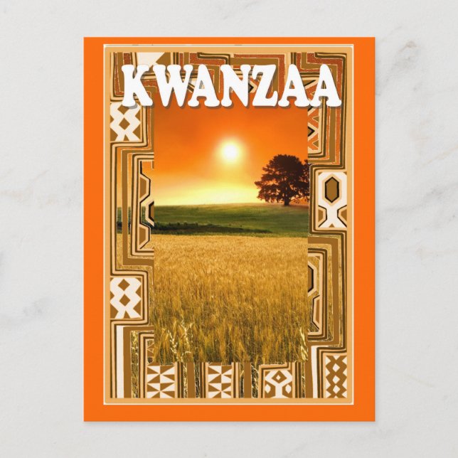 Kwanzaa - sunset and cornfields postcard (Front)