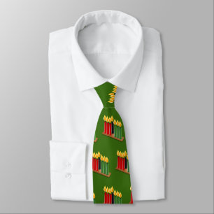 Kwanzaa Ties Red Green Black 7 Candles Patterns