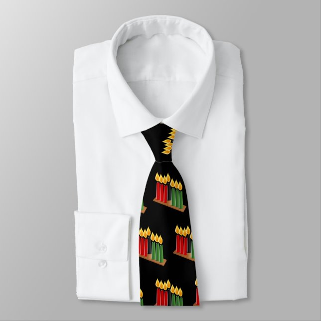 Kwanzaa Ties Red Green Black 7 Candles Patterns (Tied)