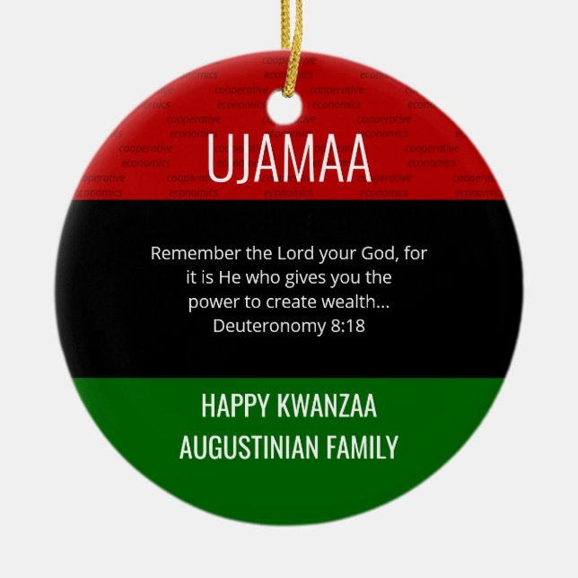 Kwanzaa UJAMAA Ceramic Ornament (Front)
