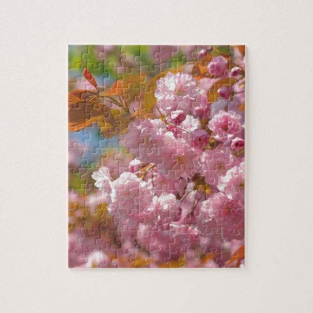 Kwanzan cherry in sunny day jigsaw puzzle (Vertical)