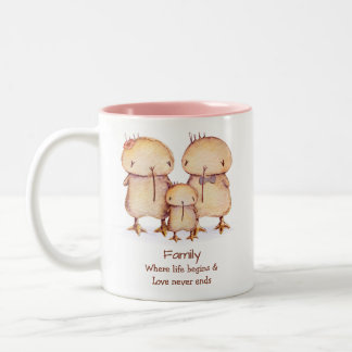 Kwii the cute kiwi bird  and family Two-Tone coffee mug