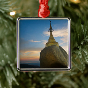 Kyaiktiyo Pagoda at Sunset Metal Ornament