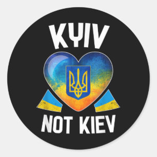 Kyiv Not Kiev _ Ukrainian Flag Heart Support Ukrai Classic Round Sticker