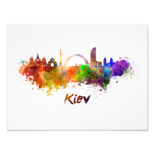 Kyiv skyline in watercolor photo print