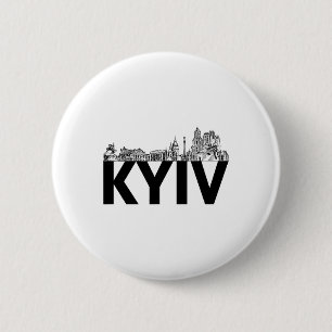 Kyiv Ukraine Europe City Skyline Silhouette Outlin 6 Cm Round Badge