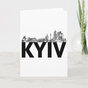 Kyiv Ukraine Europe City Skyline Silhouette Outlin Card