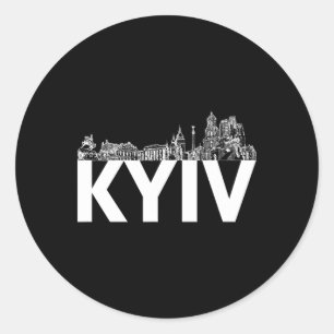 Kyiv Ukraine Europe City Skyline Silhouette Outlin Classic Round Sticker
