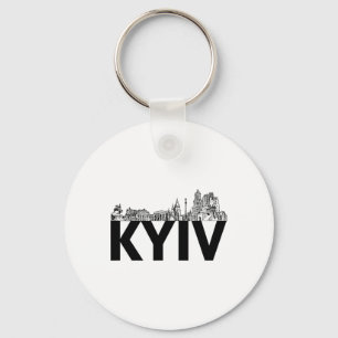 Kyiv Ukraine Europe City Skyline Silhouette Outlin Key Ring