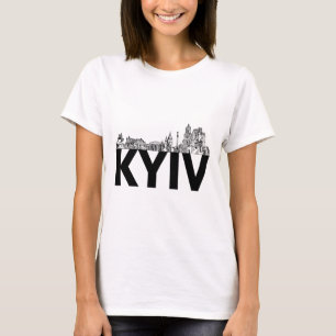 Kyiv Ukraine Europe City Skyline Silhouette Outlin T-Shirt