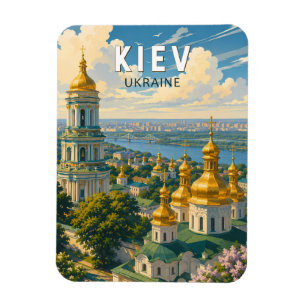 Kyiv Ukraine Illustration Travel Art Vintage Magnet