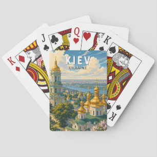 Kyiv Ukraine Illustration Travel Art Vintage Playing Cards