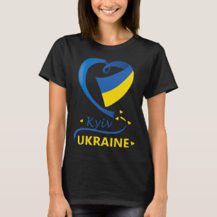Kyiv Ukraine National Flag Heart Emblem Crest  T-Shirt