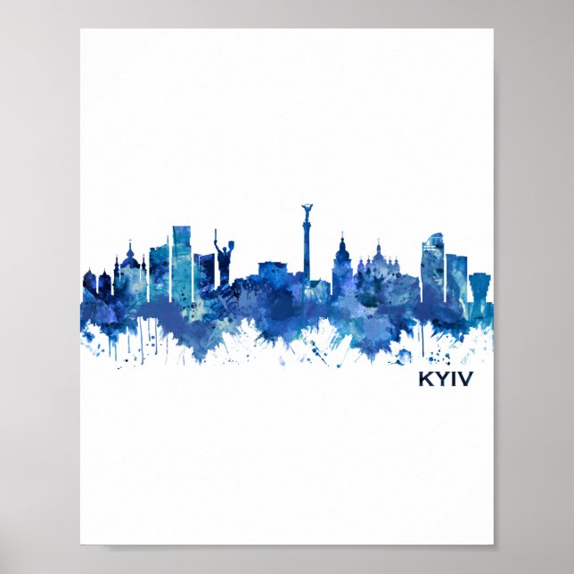 Kyiv Ukraine Skyline Blue Poster (Front)
