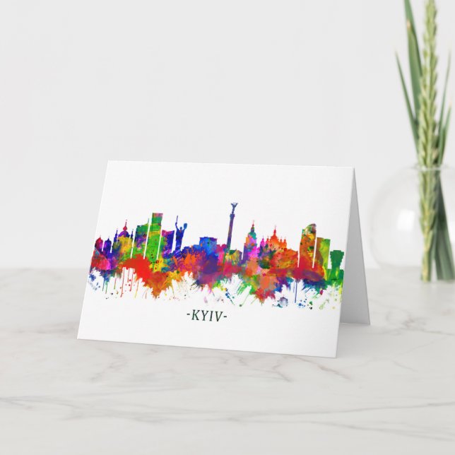 Kyiv Ukraine Skyline Holiday Card (Front)