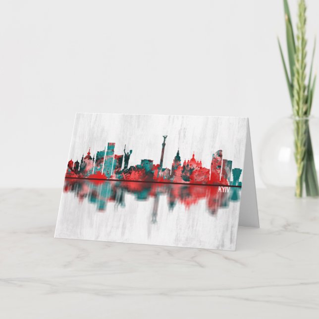 Kyiv Ukraine Skyline Holiday Card (Front)
