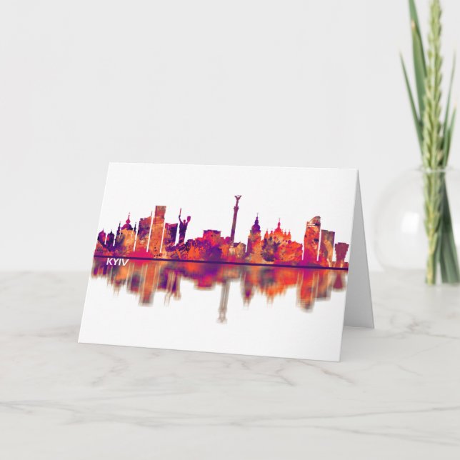 Kyiv Ukraine Skyline Holiday Card (Front)
