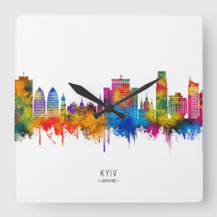 Kyiv Ukraine Skyline Square Wall Clock