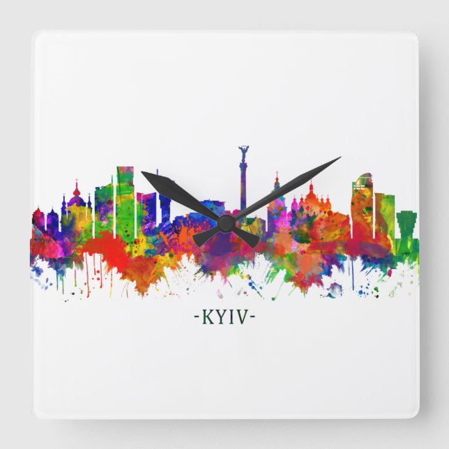 Kyiv Ukraine Skyline Square Wall Clock (Front)