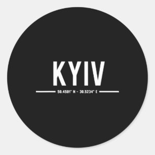 Kyiv Ukraine Travel Ukrainian Native Gps Coordinat Classic Round Sticker