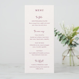 Kylee Burgundy Traditional Elegant Wedding Menu