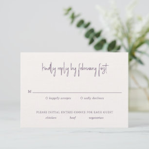 Kylee Mauve Traditional Elegant Wedding RSVP Card