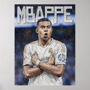 Kylian Mbappe Artistic Scribble Portrait Poster