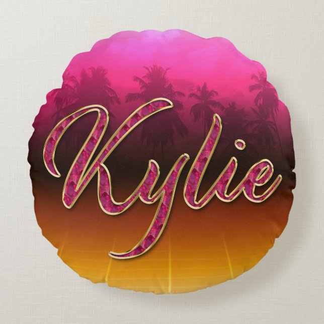 Kylie First Name Golden pink pillow (Front)