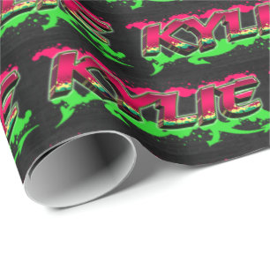 Kylie First Name Graffiti red green Wrapping Paper