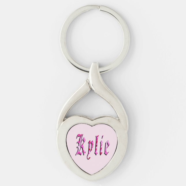 "Kylie" Floral Pink Kylie Name, Key Ring (Front)