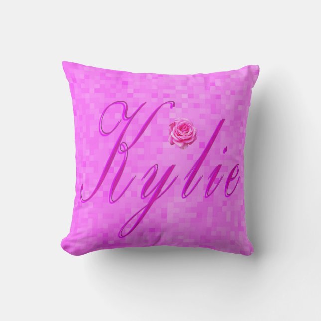 Kylie Name Logo On Pink Cushion (Front)