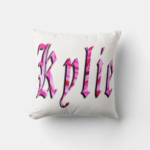 Kylie, Name, Logo, White Throw Cushion. Cushion