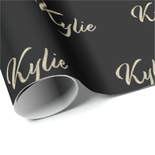Kylie white gold Handwriting Geschenkpapier Wrapping Paper