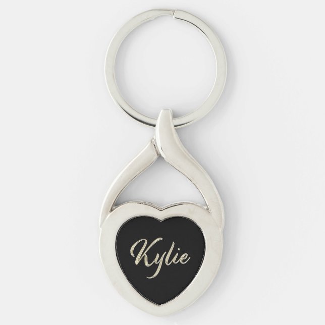 Kylie white Handwriting Key Key Ring (Front)
