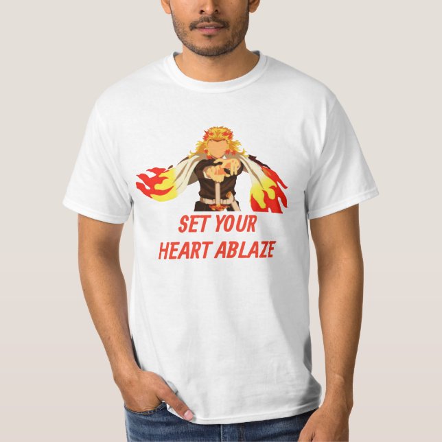 kyojuro rengoku ser your heart ablaze T-Shirt (Front)