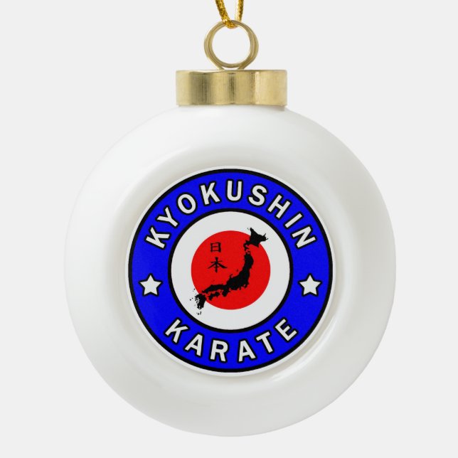 Kyokushin Karate Ceramic Ball Christmas Ornament (Front)