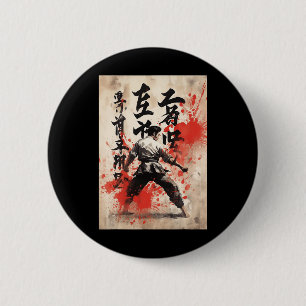 Kyokushin Karate Japanese Calligraphy Martial Arts 6 Cm Round Badge