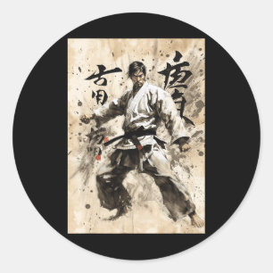 Kyokushin Karate Japanese Calligraphy Martial Arts Classic Round Sticker