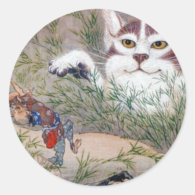 Kyosai Kawanabe, monster cat Classic Round Sticker (Front)