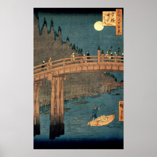Kyoto bridge by moonlight poster