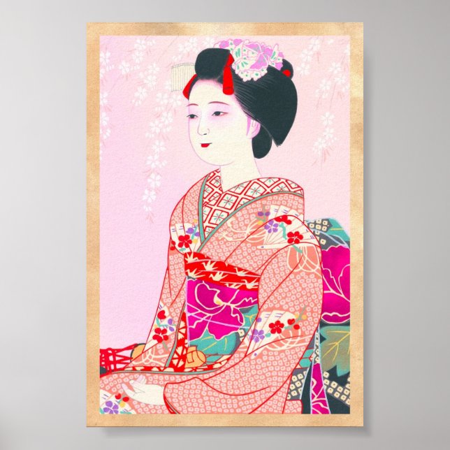 Kyoto Brocade, Four Leaves - Spring japanese lady Poster (Front)
