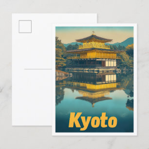 Kyoto Japan Art Vintage Travel Illustration Postcard
