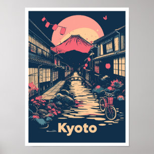 Kyoto Japan Art Vintage Travel Illustration Poster