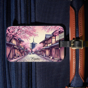 Kyoto Japan Cherry Blossom Landscape Luggage Tag