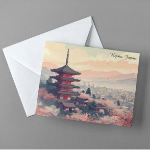 Kyoto Japan Cherry Blossom Temple Art –  Sapura  Postcard