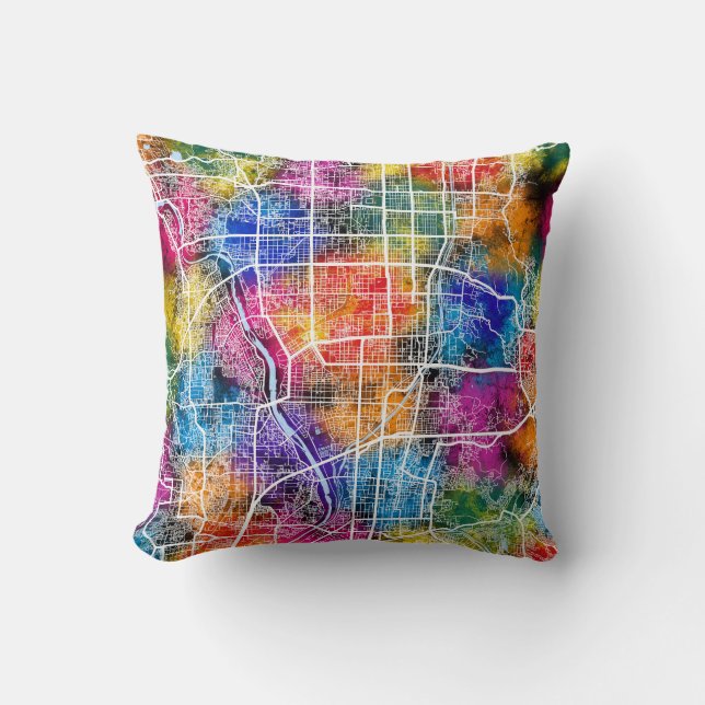 Kyoto Japan City Map Cushion (Front)