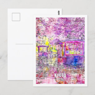 Kyoto Japan Famous Travel Place Watercolor Postcard