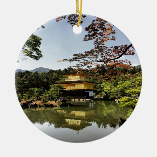 Kyoto Japan Goldentemple Temple Kinkaku-Ji Ceramic Ornament (Front)