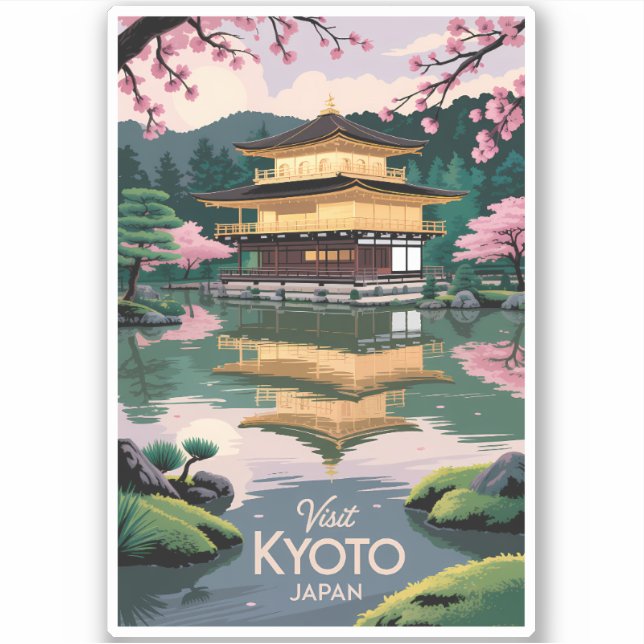 Kyoto Japan Kinkaku-ji Illustration Travel Art Vin (Front)