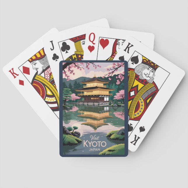 Kyoto Japan Kinkaku-ji Illustration Travel Art Vin Playing Cards (Back)